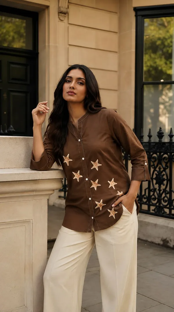Elegant_Brown_DTF_Print_Yellow_Star_Tunic
