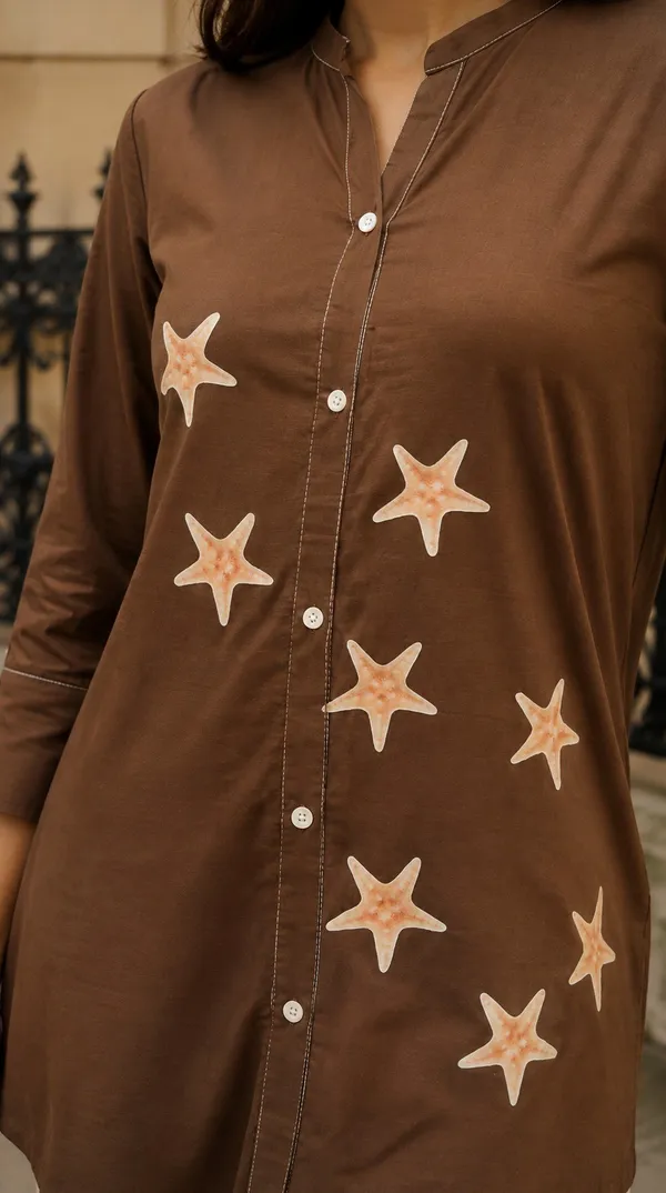 Elegant_Brown_DTF_Print_Yellow_Star_Tunic