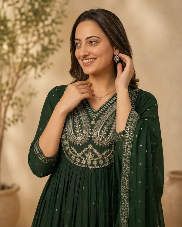 Green_Cotton_Embroidered_Anarkali_Suit_Set_For_Women