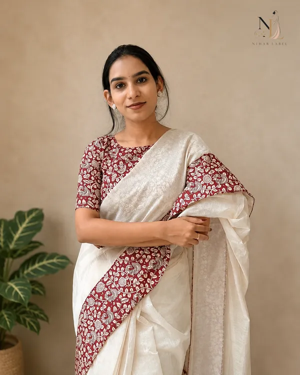 Ivory_Linen_Cotton_Floral_Printed_Saree_For_Women