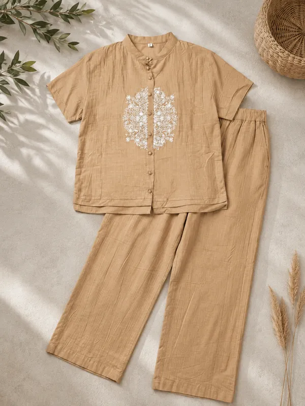 Beige_Cotton_Relaxed_Fit_Embroidered_Co_Ord_Set_For_Women