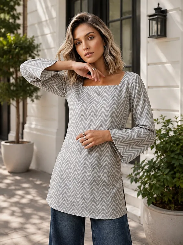 Grey_Cotton_Relaxed_Fit_Chevron_Print_Tunic_For_Women