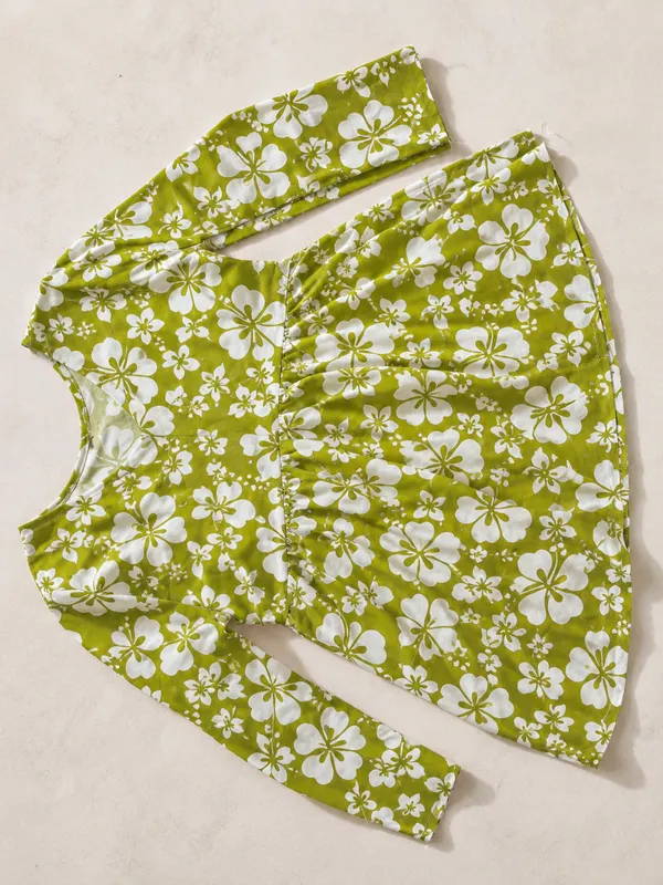 Green_Cotton_Flared_Floral_Print_Tunic_For_Women