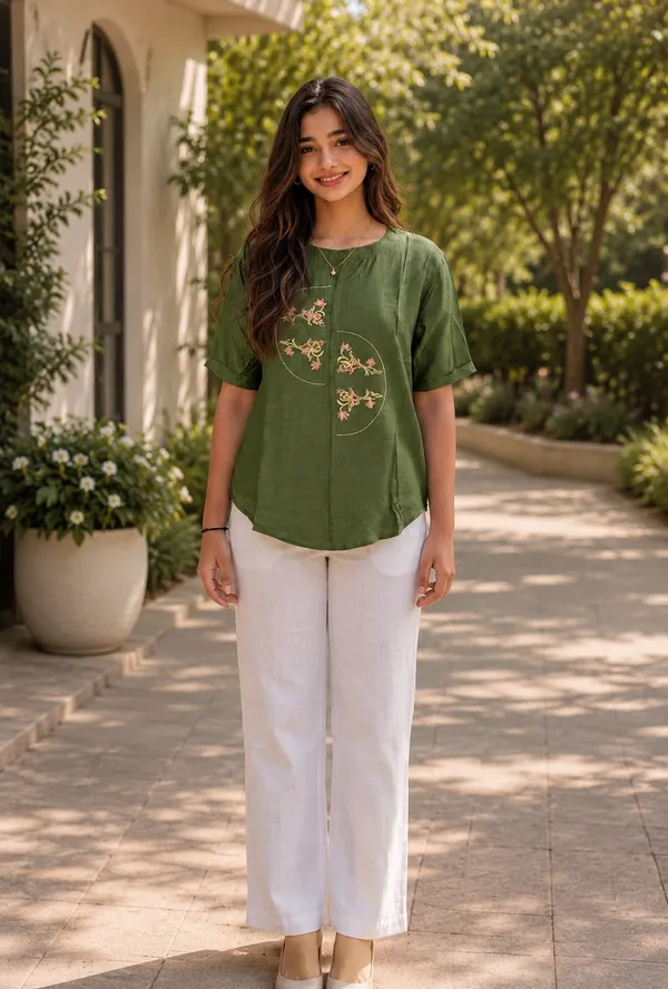 Olive_Cotton_Regular_Fit_Embroidered_Top_For_Women