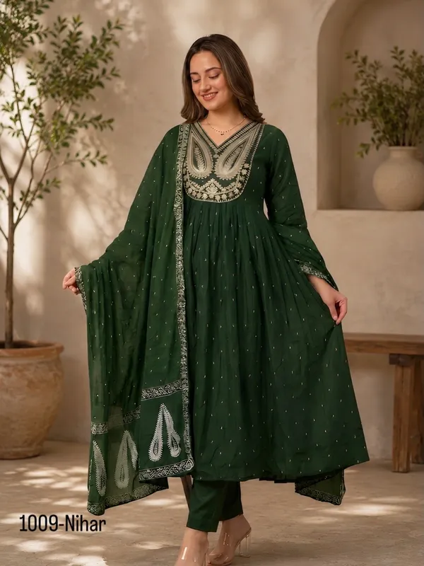 Green_Cotton_Embroidered_Anarkali_Suit_Set_For_Women