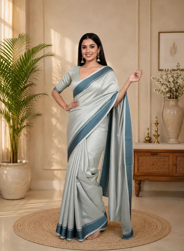 Grey_Manipuri_Kalam_Blue_Border_Saree_For_Women