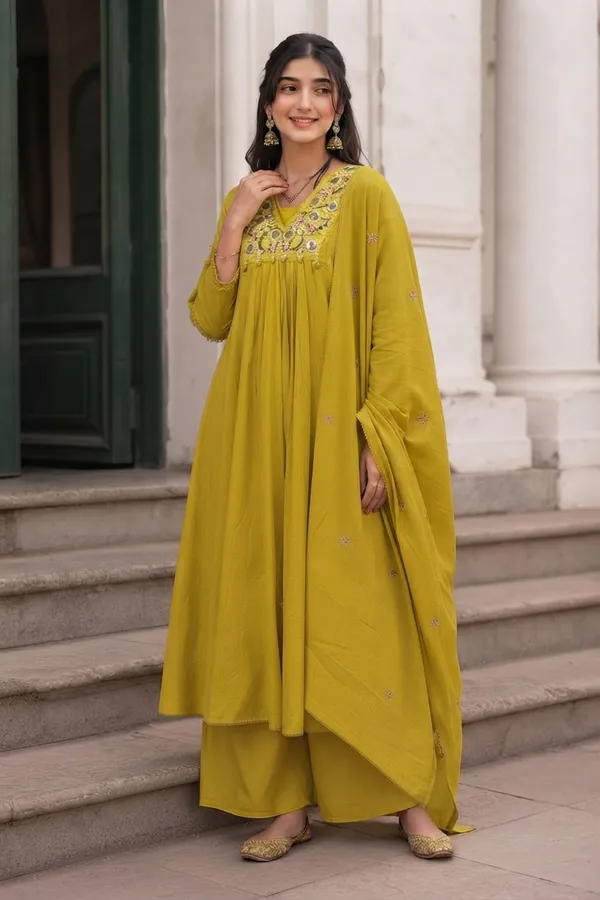 Mustard_Embroidered_Anarkali_Suit_Set_for_Women