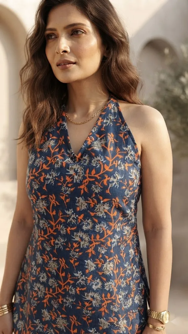 Navy_Cotton_Blend_Sleeveless_Floral_Print_Top_For_Women