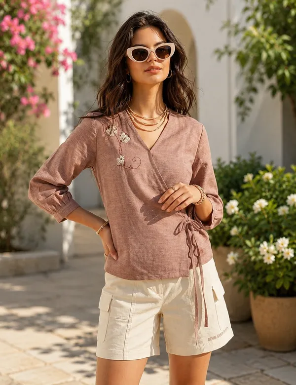 Mauve_Linen_Cotton_Wrap_Embroidered_Top_For_Women