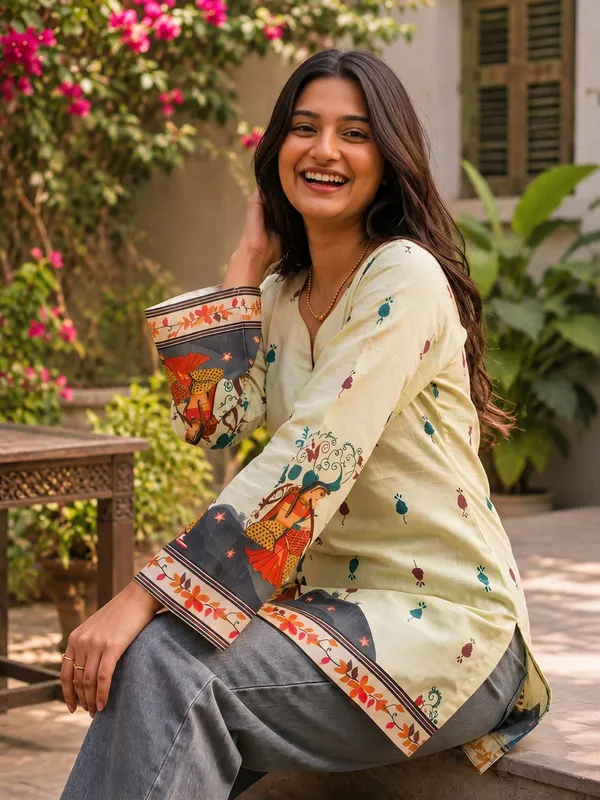Cream_Cotton_Straight_Printed_Kurti_For_Women