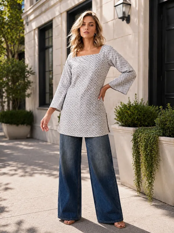 Grey_Cotton_Relaxed_Fit_Chevron_Print_Tunic_For_Women
