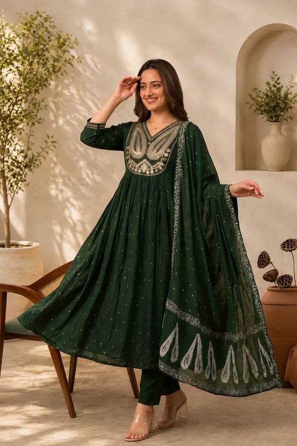 Green_Cotton_Embroidered_Anarkali_Suit_Set_For_Women
