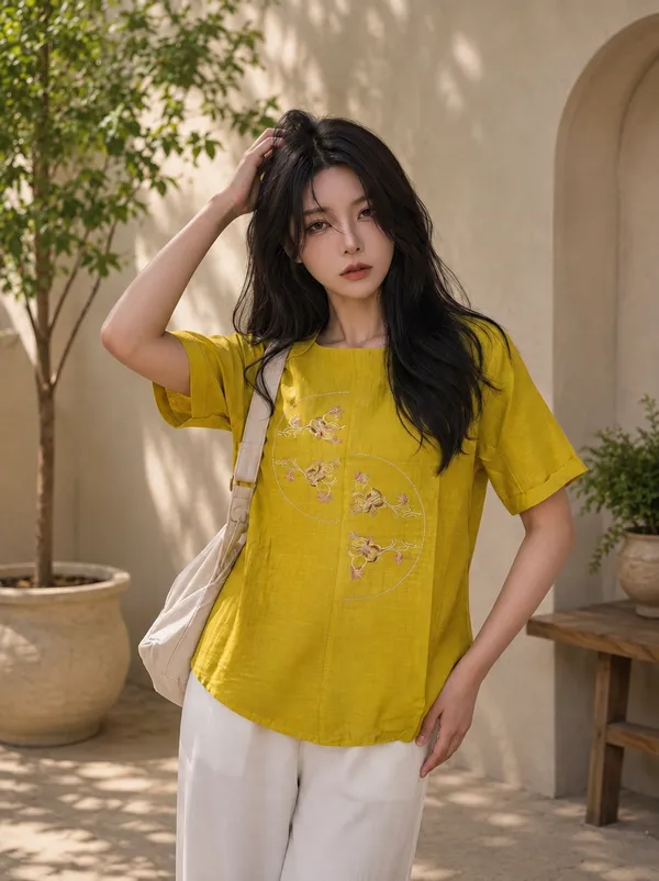 Yellow_Cotton_Relaxed_Fit_Embroidered_Top_For_Women