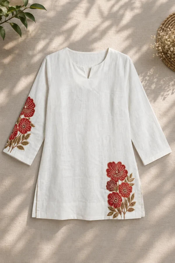 White_Cotton_Straight_Kurti_For_Women