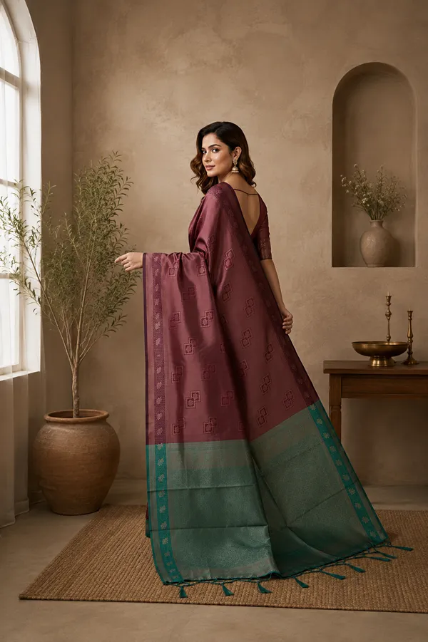 Maroon_Banarasi_Silk_Woven_Jacquard_Saree_For_Women