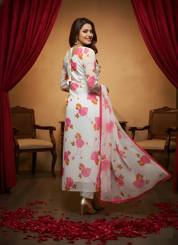 White_Floral_Printed_Anarkali_Kurta_with_Dupatta