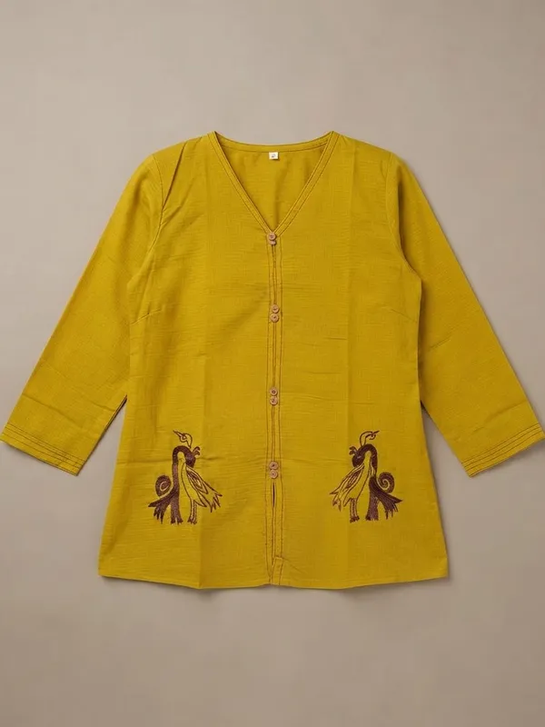 Women_Mustard_Yellow_Embroidered_Cotton-Silk_Top
