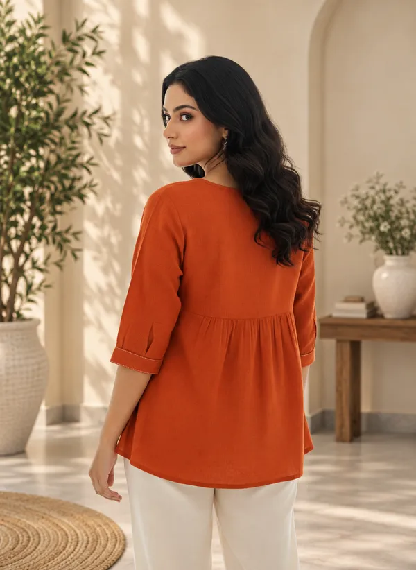Women_Rust_Orange_Embroidered_Cotton_Top