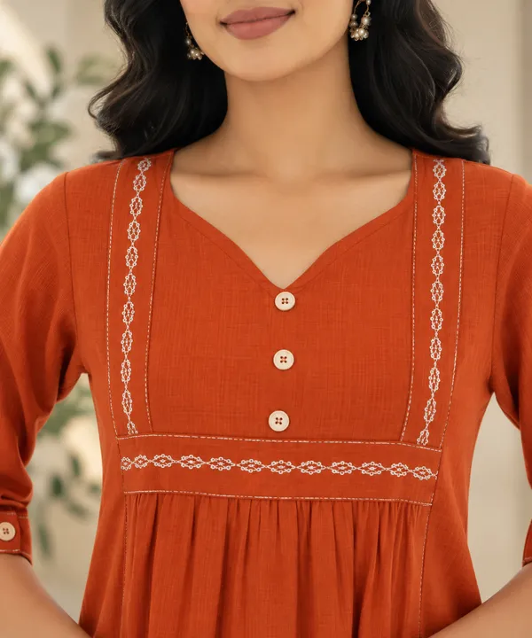 Women_Rust_Orange_Embroidered_Cotton_Top