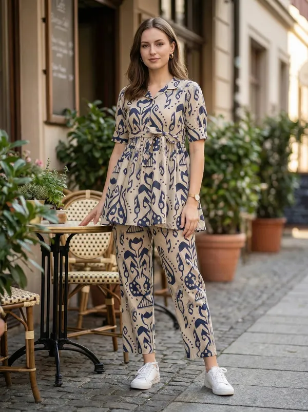 Women’s_Beige_&_Navy_Blue_Printed_Rayon_Co-Ord_Set