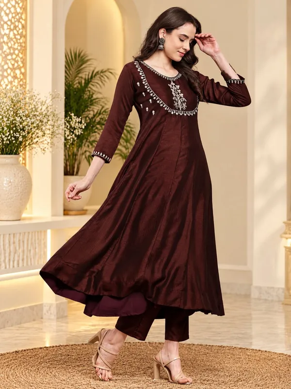 Women’s_Brown_Vichitra_Silk_Embroidered_Anarkali_Kurta_Set_with_Dupatta
