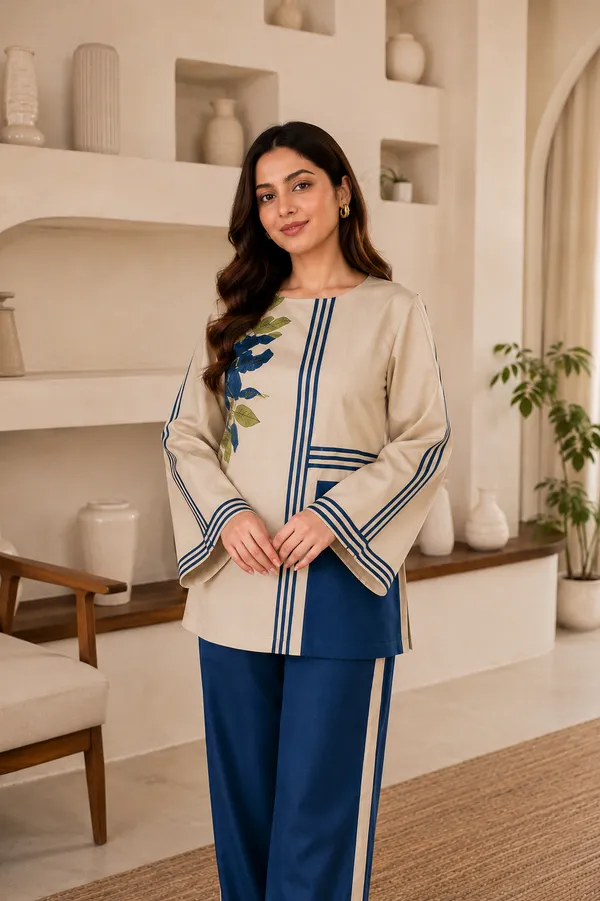Women’s_Cream_&_Navy_Blue_Printed_Rayon_Co-Ord_Set