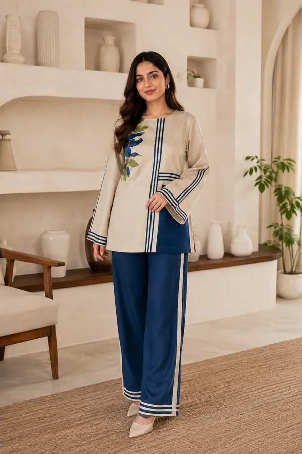 Women’s_Cream_&_Navy_Blue_Printed_Rayon_Co-Ord_Set
