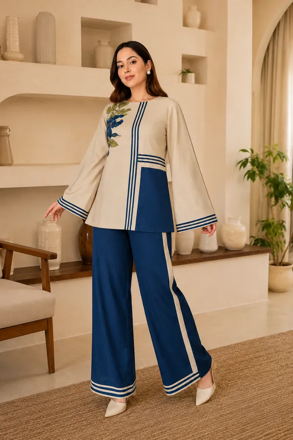 Women’s_Cream_&_Navy_Blue_Printed_Rayon_Co-Ord_Set