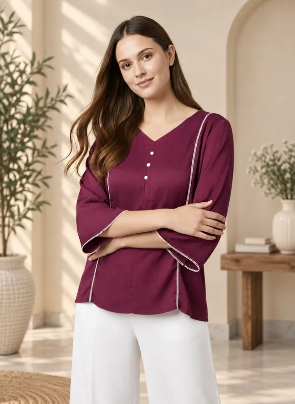 Women’s_Fancy_Delta_Silk_Solid_Purple_Top_&_Tunic