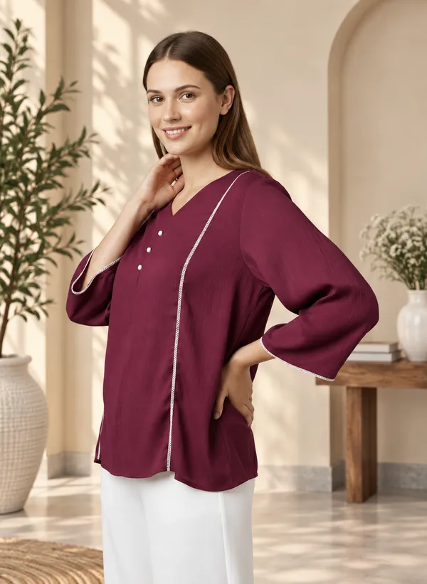 Women’s_Fancy_Delta_Silk_Solid_Purple_Top_&_Tunic