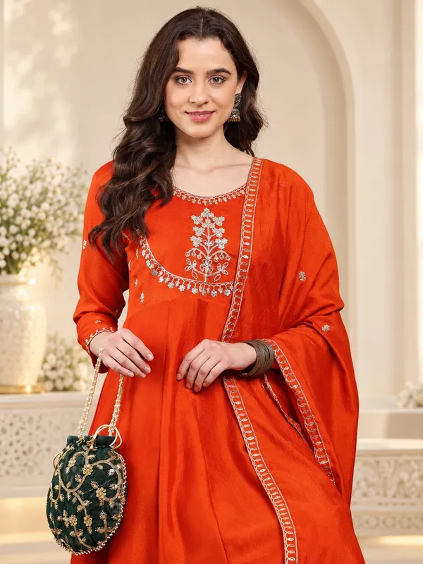Women’s_Orange_Vichitra_Silk_Embroidered_Anarkali_Kurta_Set_with_Dupatta
