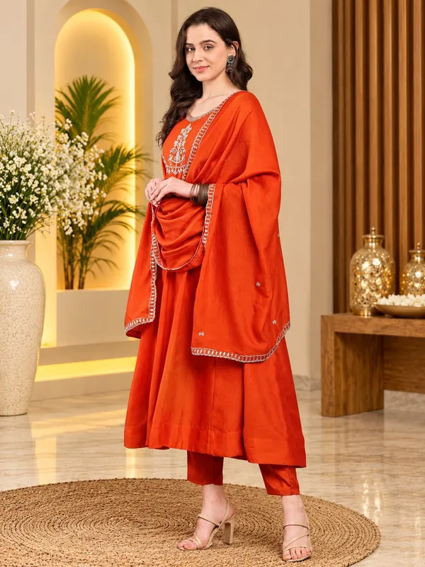 Women’s_Orange_Vichitra_Silk_Embroidered_Anarkali_Kurta_Set_with_Dupatta