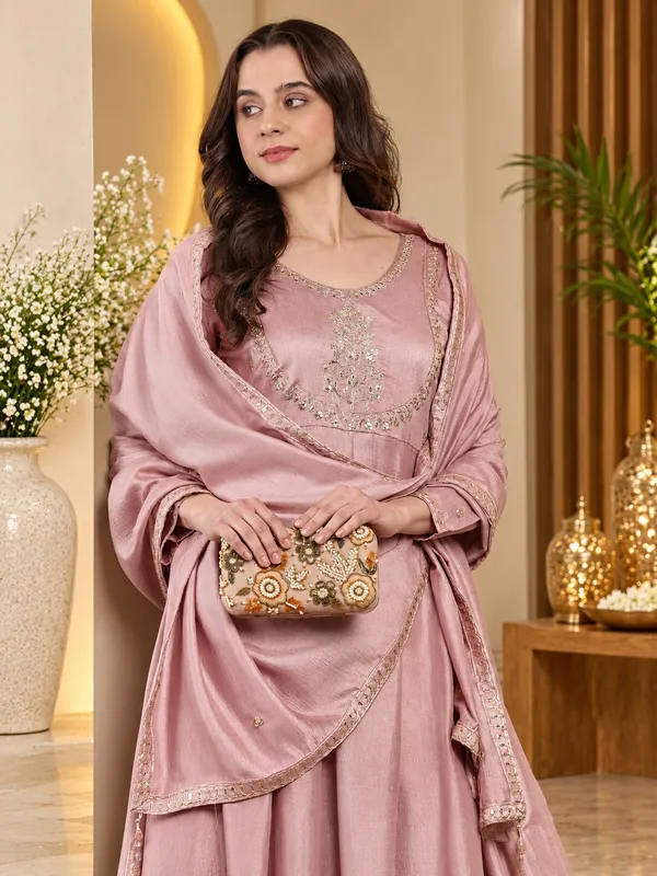 Women’s_Peach_Vichitra_Silk_Embroidered_Anarkali_Kurta_Set_with_Dupatta