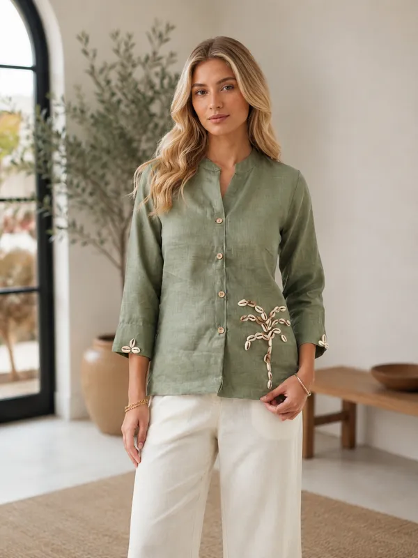 Green_Linen_Cotton_Relaxed_Fit_Shirt_For_Women