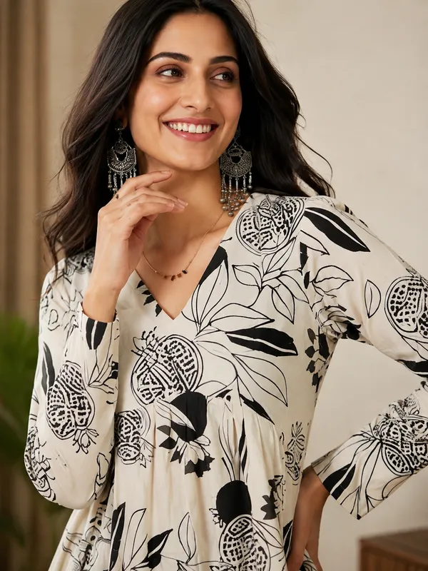 Cream_Cotton_Flared_Floral_Print_Top_For_Women