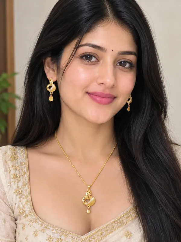 Gold_Tone_Necklace_And_Earrings_Set_for_Women
