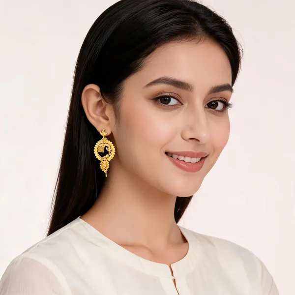Gold_Brass_Circular_Frame_Traditional_Dangling_Earrings_For_Women