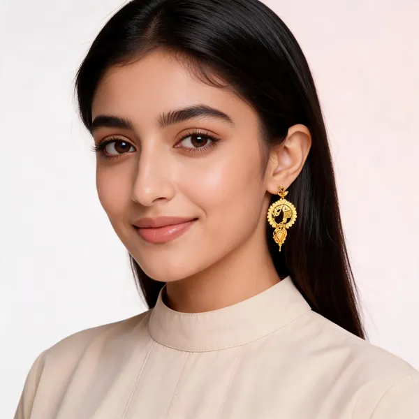 Gold_Brass_Circular_Frame_Traditional_Dangling_Earrings_For_Women