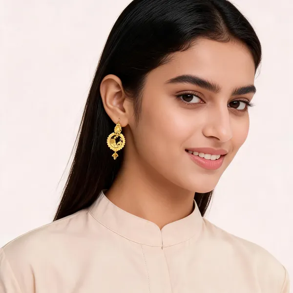 Gold_Brass_Scalloped_Circular_Traditional_Drop_Earrings_For_Women