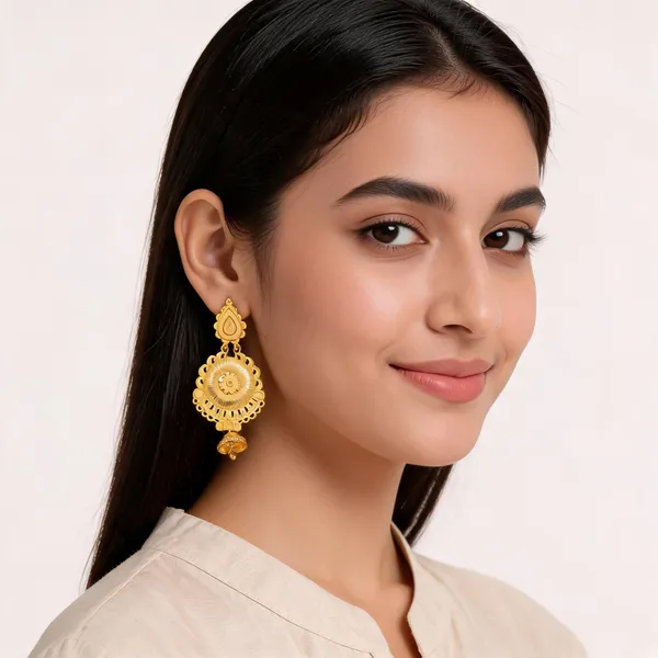 Gold_Brass_Scalloped_Teardrop_Traditional_Drop_Earrings_For_Women