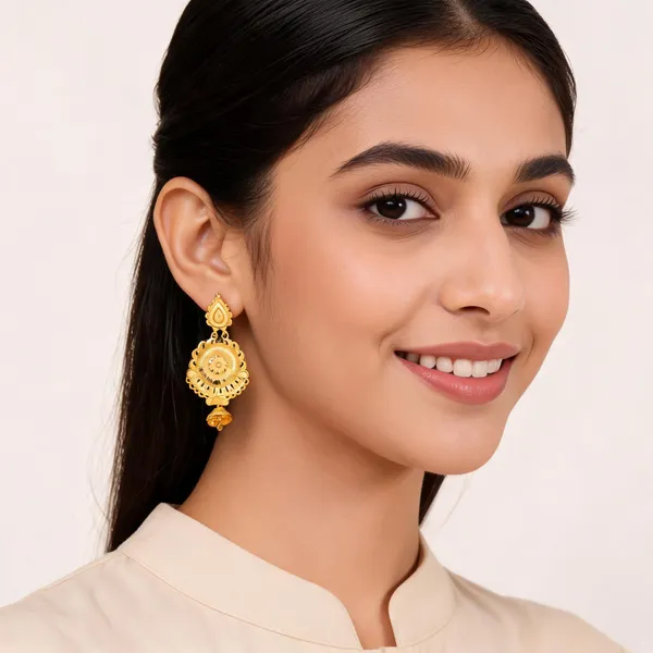 Gold_Brass_Scalloped_Teardrop_Traditional_Drop_Earrings_For_Women