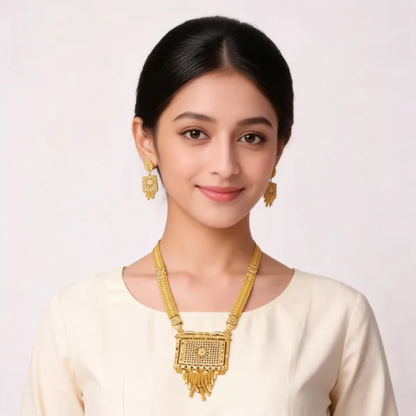 Gold_Brass_Rectangular_Pendant_Openwork_Necklace_And_Earrings_Set_For_Women
