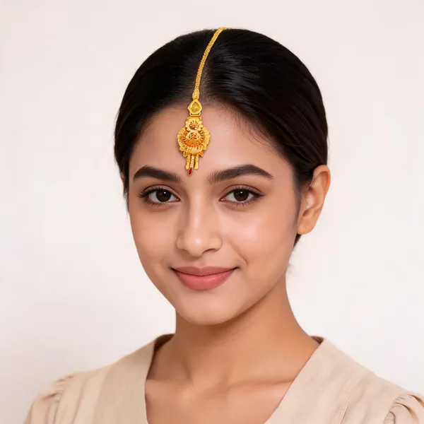 Gold_Brass_Floral_Red_Accent_Traditional_Maang_Tikka_For_Women