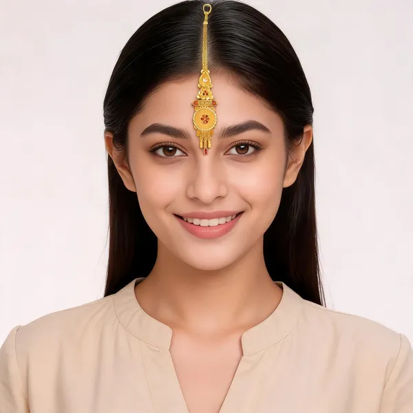 Gold_Brass_Circular_Floral_Traditional_Maang_Tikka_For_Women