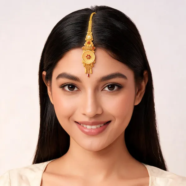 Gold_Brass_Circular_Floral_Traditional_Maang_Tikka_For_Women
