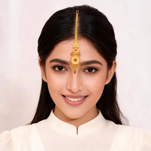 Gold_Brass_Red_Accent_Traditional_Maang_Tikka_For_Women