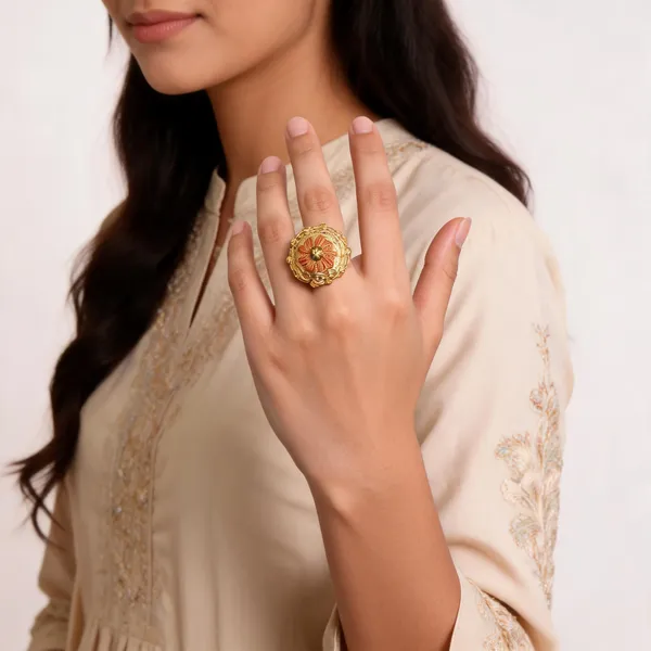 Gold_Brass_Floral_Motif_Statement_Ring_For_Women
