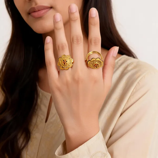 Gold_Brass_Floral_Motif_Adjustable_Rings_For_Women