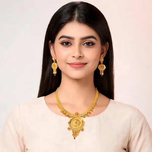 Gold_Brass_Traditional_Necklace_&_Earrings_Set_For_Women