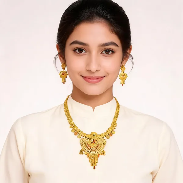 Gold_Brass_Traditional_Statement_Necklace_Set_For_Women